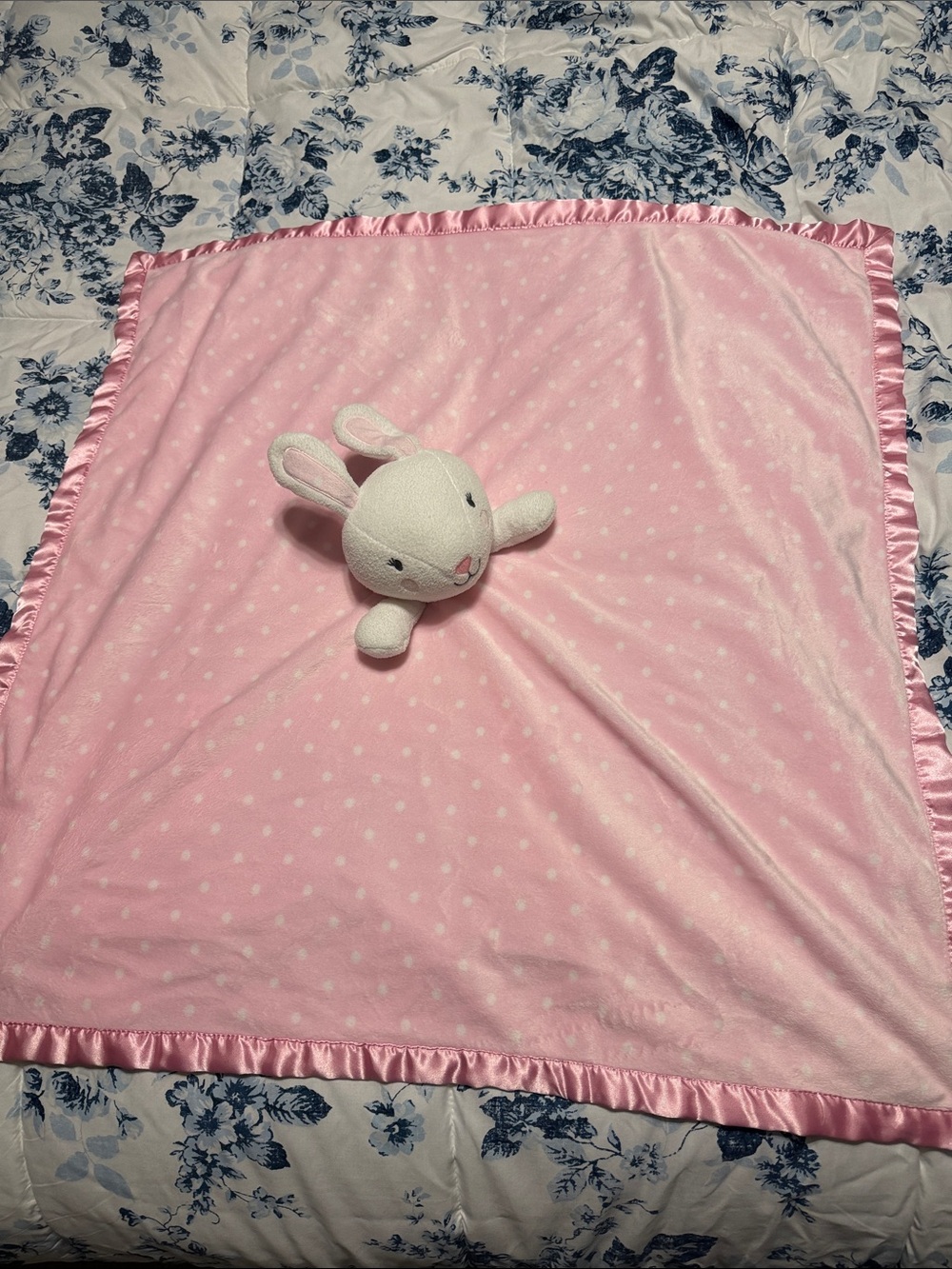 cloud island Pink Plush Baby Lovey with Satin Trim